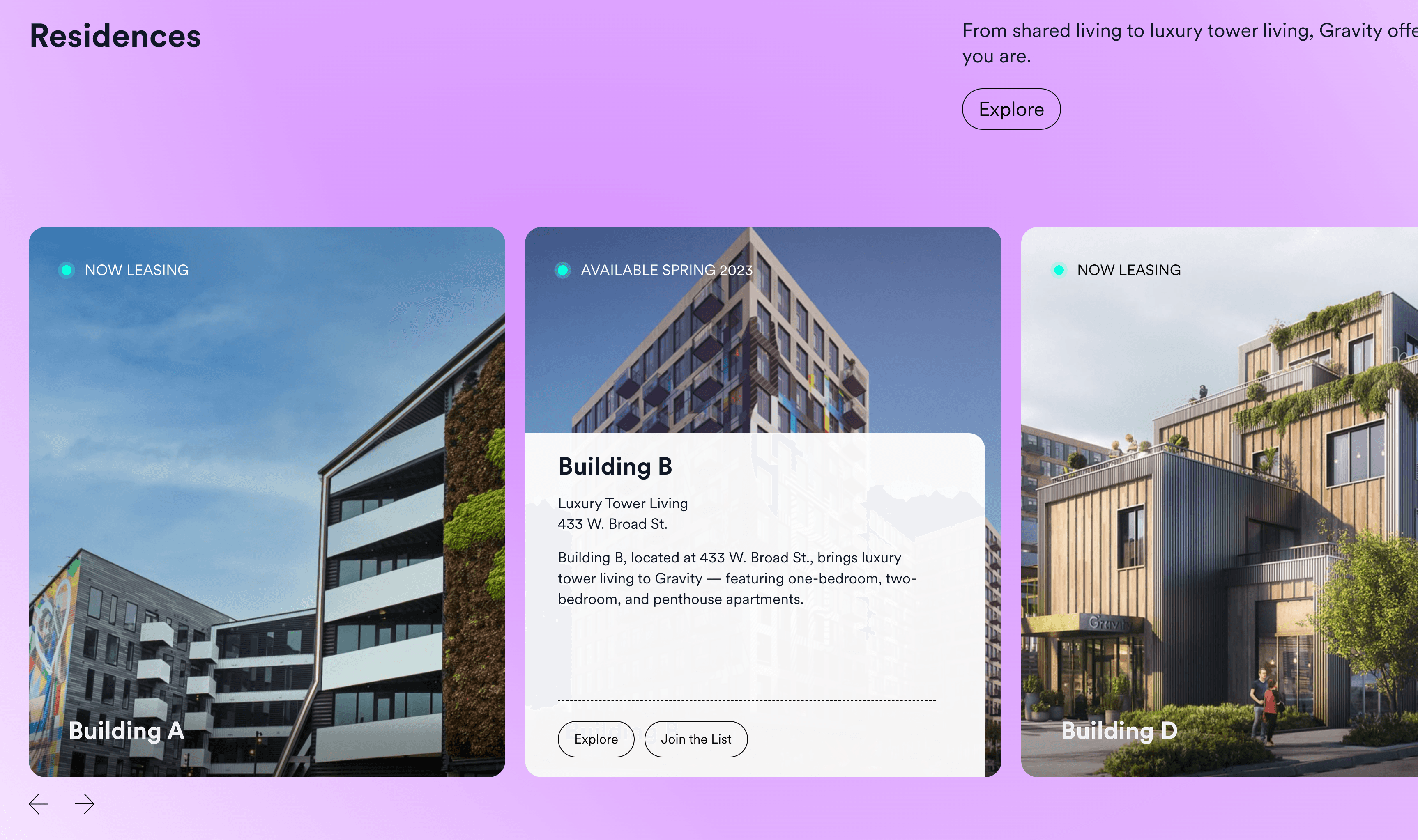 Gravity Residences Slider