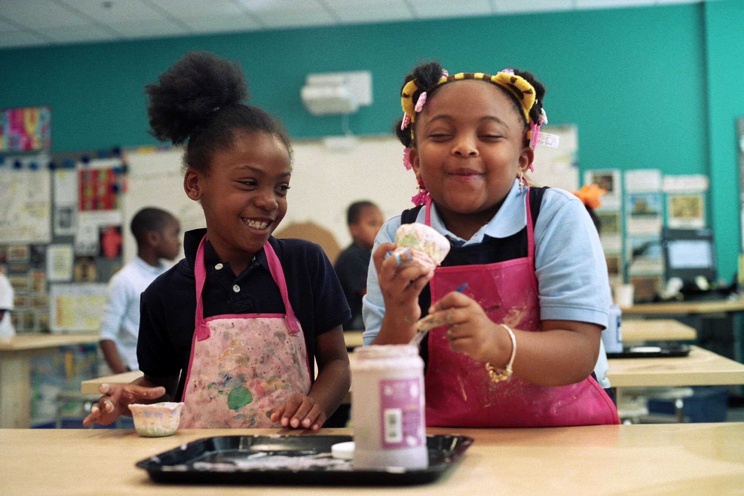 Children in art class