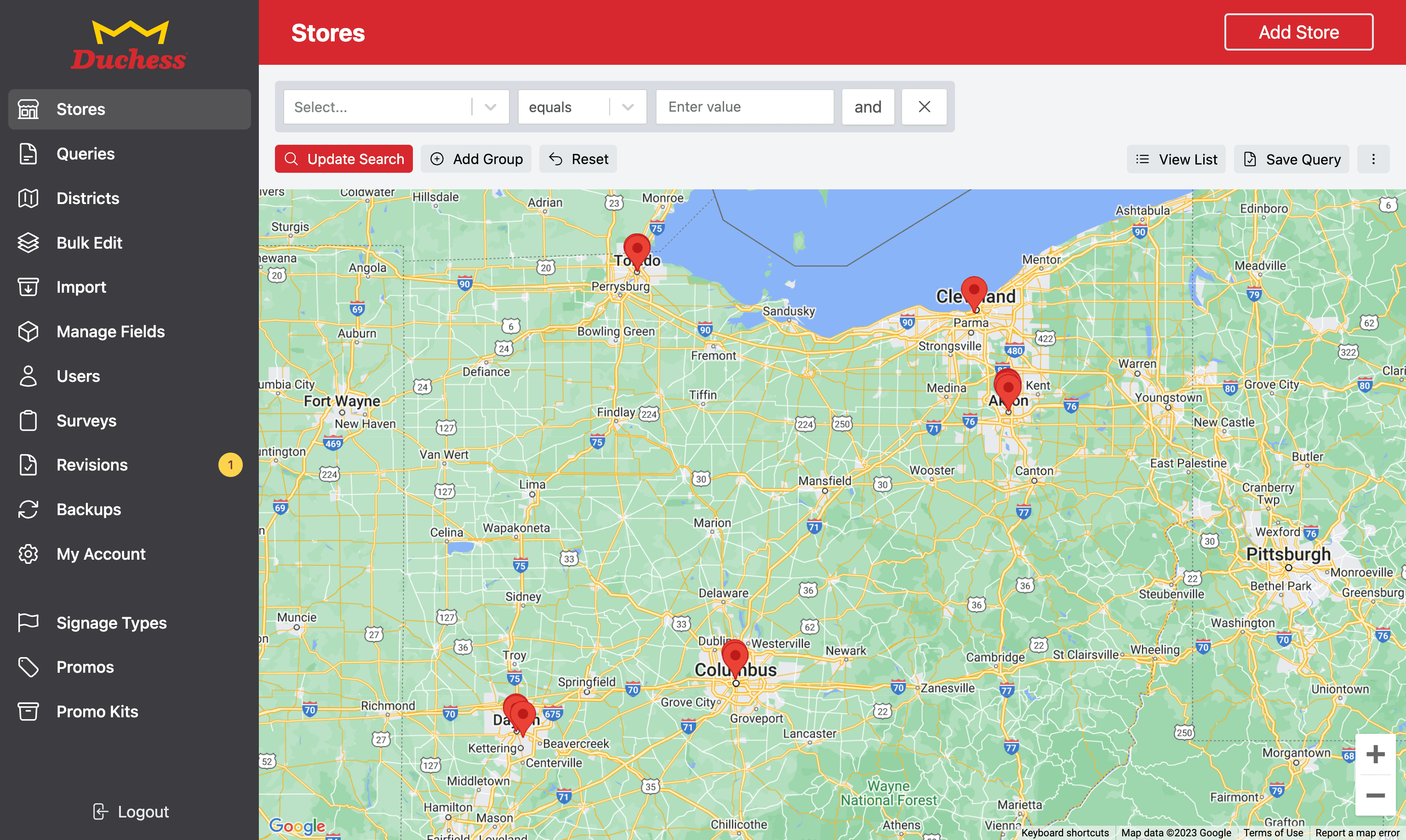 Duchess Stores Map