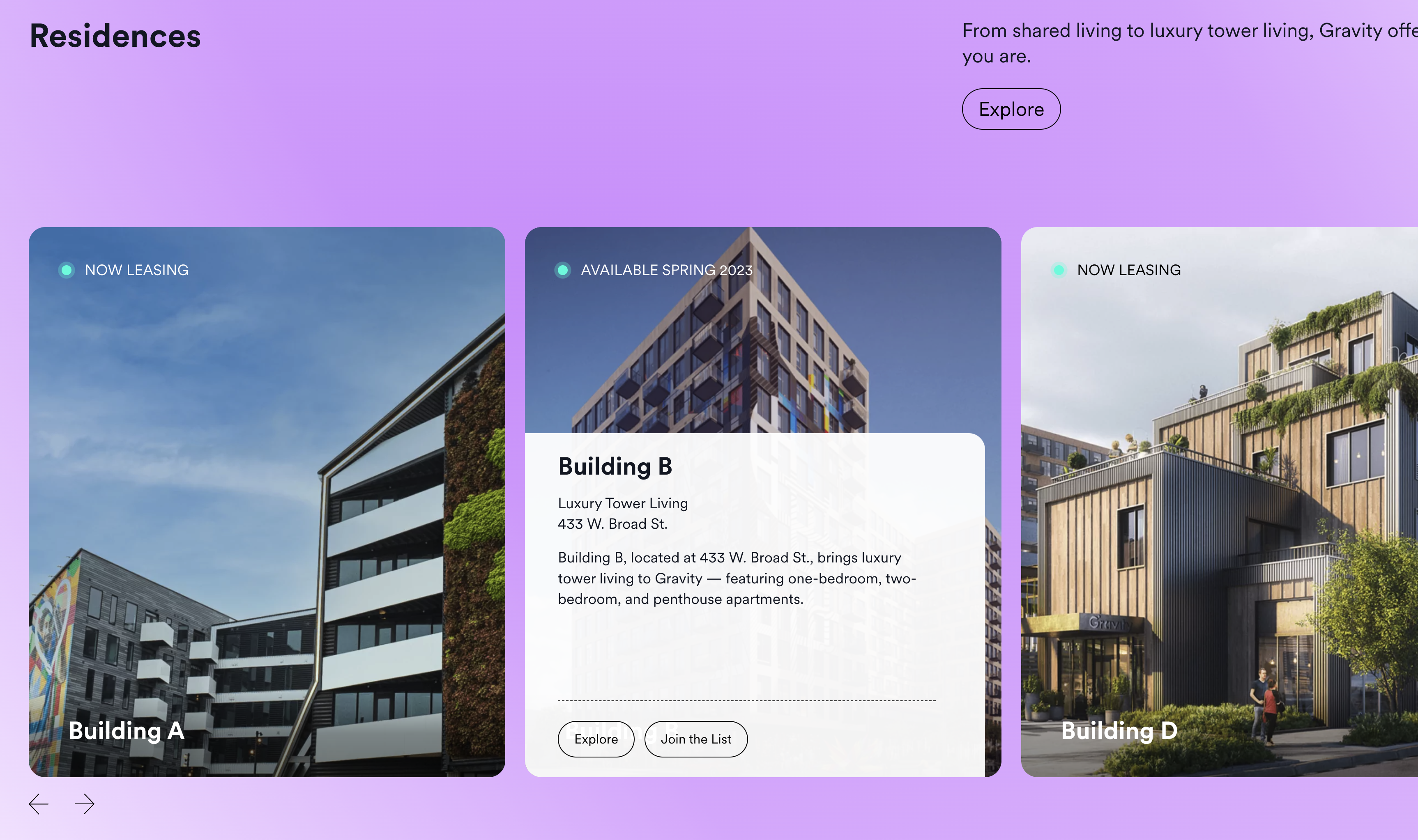 Gravity Residences Slider