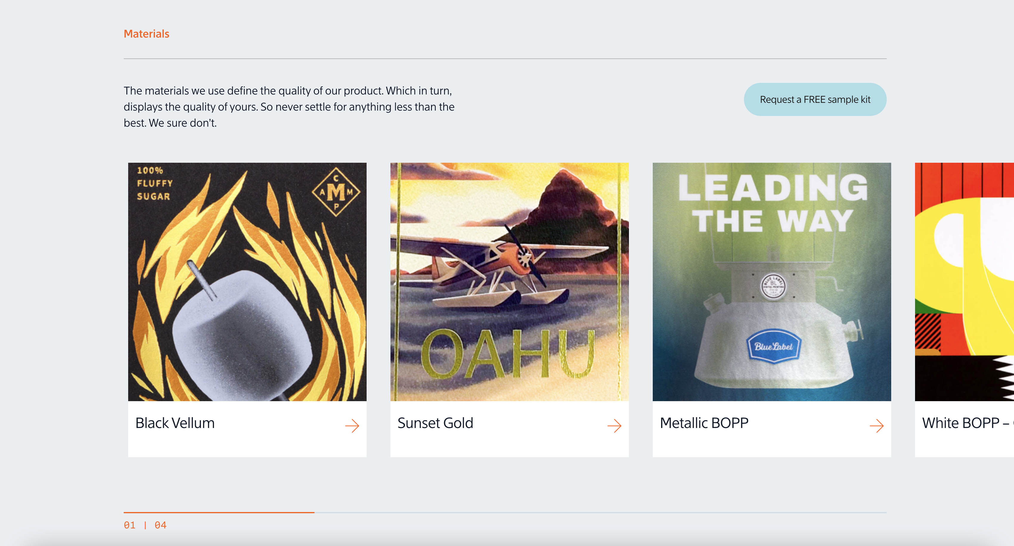 blue label materials slider