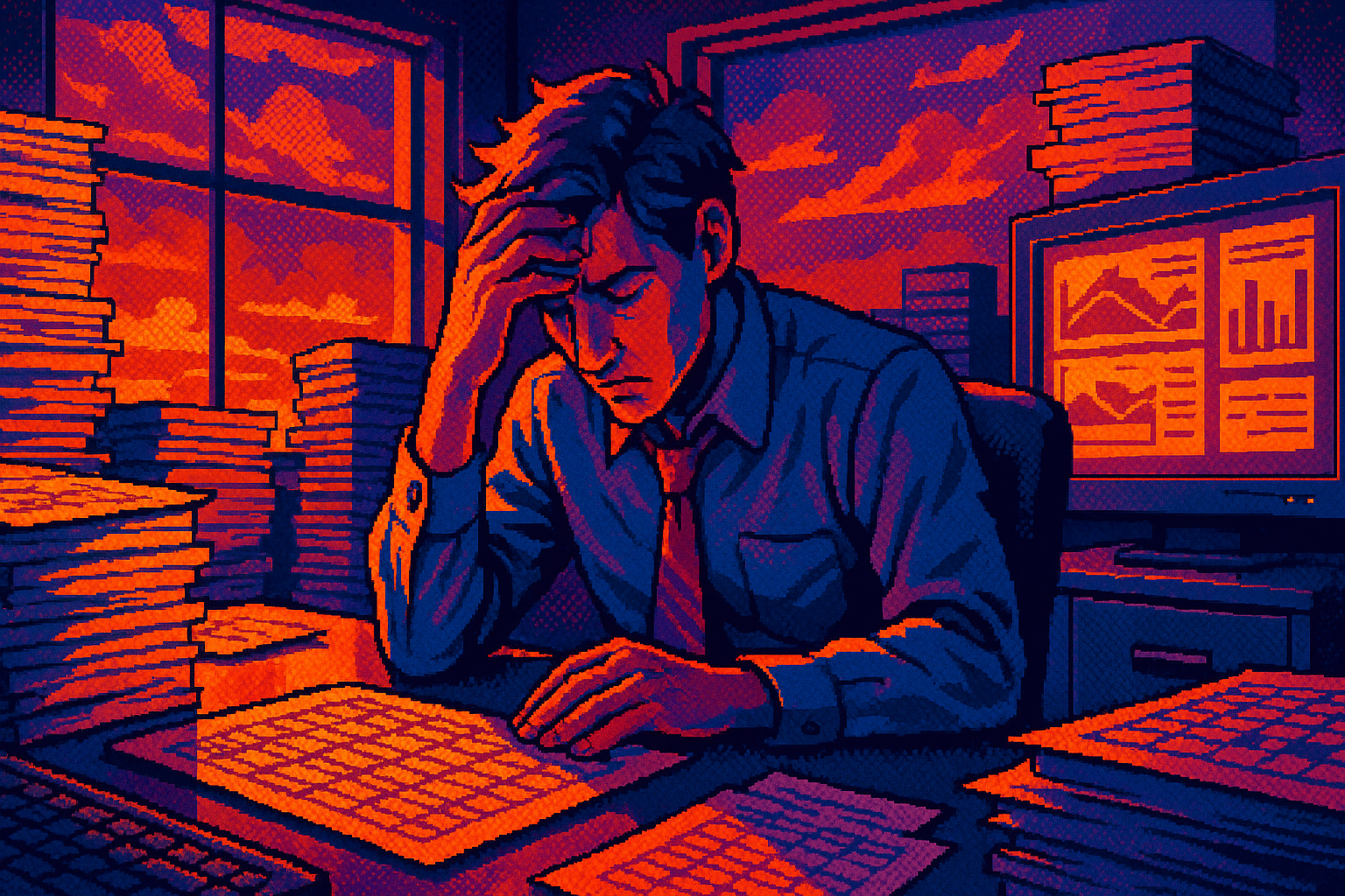 Business owner overwhelmed by spreadsheets and manual processes